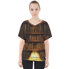 Books Library V-neck Dolman Drape Top by uniart180623