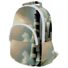 Sea Ocean Waves Lighthouse Nature Rounded Multi Pocket Backpack by uniart180623