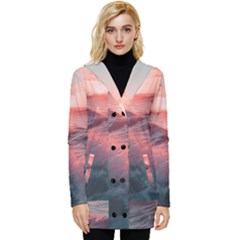 Ocean Waves Sunset Button Up Hooded Coat  by uniart180623