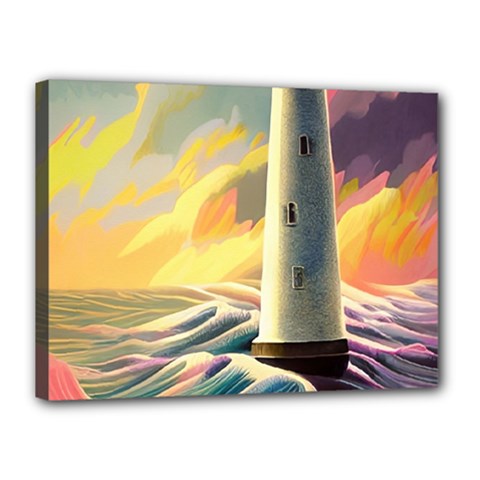 Lighthouse Colorful Abstract Art Canvas 16  X 12  (stretched) by uniart180623