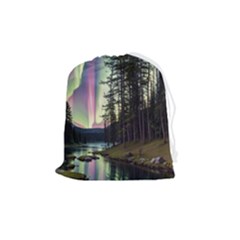 Northern Lights Aurora Borealis Drawstring Pouch (medium) by uniart180623