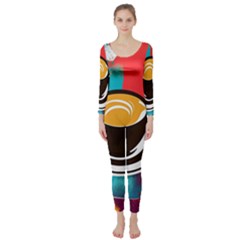 Coffee Tea Cappuccino Long Sleeve Catsuit by uniart180623