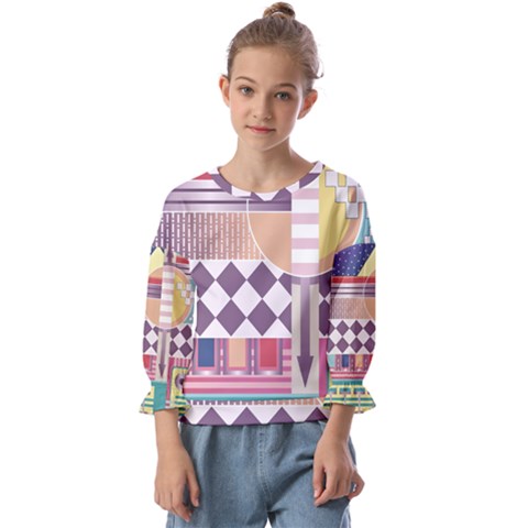 Abstract Shapes Colors Gradient Kids  Cuff Sleeve Top by pakminggu