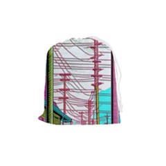 Poles Wires Drawstring Pouch (medium) by uniart180623