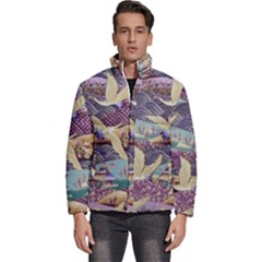 Textile-fabric-cloth-pattern Men s Puffer Bubble Jacket Coat by Bedest