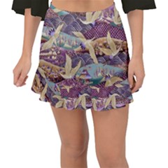 Textile-fabric-cloth-pattern Fishtail Mini Chiffon Skirt by Bedest