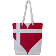 Heart-love-flag-denmark-red-cross Full Print Rope Handle Tote (small) by Bedest