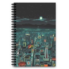Night Black City Neon Sky Stars Moon Abstract 5 5  X 8 5  Notebook by Cowasu