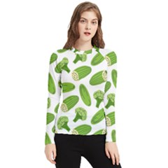 Vegetable Pattern With Composition Broccoli Women s Long Sleeve Rash Guard by pakminggu