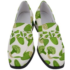 Vegetable Pattern With Composition Broccoli Women s Chunky Heel Loafers by pakminggu
