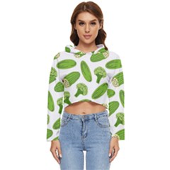 Vegetable Pattern With Composition Broccoli Women s Lightweight Cropped Hoodie by pakminggu