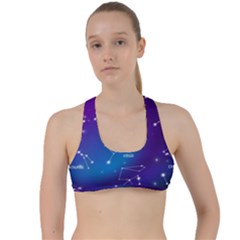 Realistic Night Sky With Constellations Criss Cross Racerback Sports Bra by Cowasu