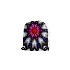 Kaleidoscope-round-metal Drawstring Pouch (xs) by Bedest