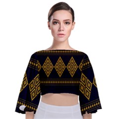 Abstract-batik Klasikjpg Tie Back Butterfly Sleeve Chiffon Top by nateshop