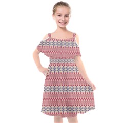 Christmas-pattern-background-green-decorative-star-snow Kids  Cut Out Shoulders Chiffon Dress by Bedest