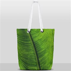 Green-leaf-plant-freshness-color Full Print Rope Handle Tote (small) by Bedest
