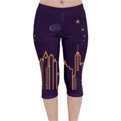 Skyscraper Town Urban Towers Velvet Capri Leggings  by pakminggu