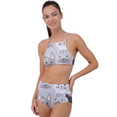 Cute Cats Seamless Pattern Halter Tankini Set by pakminggu