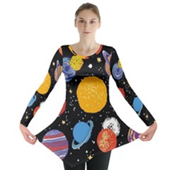 Circle Illustration Space Art Cute Pattern Long Sleeve Tunic  by pakminggu