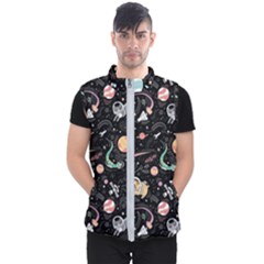 Cat And Dog Space Pattern Men s Puffer Vest by pakminggu