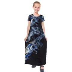 Smoke-flame-dynamic-wave-motion Kids  Short Sleeve Maxi Dress by Cowasu