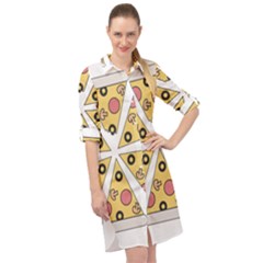 Pizza-slice-food-italian Long Sleeve Mini Shirt Dress by Cowasu