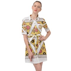 Pizza-slice-food-italian Belted Shirt Dress by Cowasu