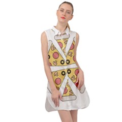 Pizza-slice-food-italian Sleeveless Shirt Dress by Cowasu