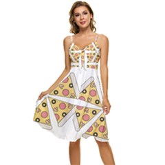 Pizza-slice-food-italian Sleeveless Tie Front Chiffon Dress by Cowasu