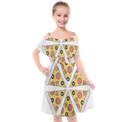 Pizza-slice-food-italian Kids  Cut Out Shoulders Chiffon Dress by Sarkoni