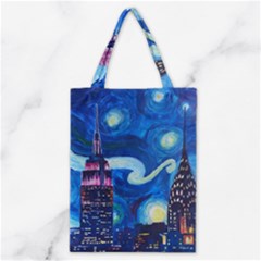 Starry Night In New York Van Gogh Manhattan Chrysler Building And Empire State Building Classic Tote Bag by Sarkoni