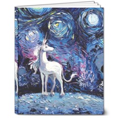 Unicorn Starry Night Print Van Gogh 8  X 10  Softcover Notebook by Sarkoni