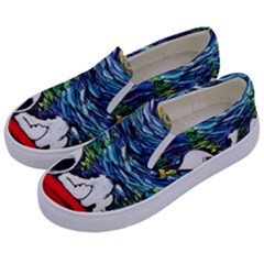 Dog Cartoon Vincent Van Gogh s Starry Night Parody Kids  Canvas Slip Ons by Sarkoni