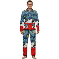 Dog Cartoon Vincent Van Gogh s Starry Night Parody Men s Long Sleeve Velvet Pocket Pajamas Set by Sarkoni