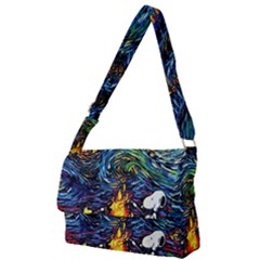 Dog Cartoon Starry Night Print Van Gogh Parody Full Print Messenger Bag (l) by Sarkoni