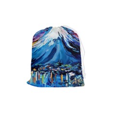 Mount Fuji Art Starry Night Van Gogh Drawstring Pouch (medium) by Sarkoni