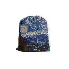Mosaic Art Vincent Van Gogh s Starry Night Drawstring Pouch (medium) by Sarkoni