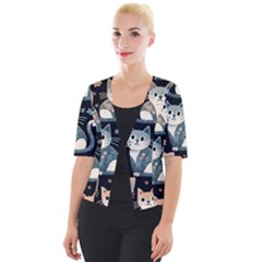 Cats Pattern Cropped Button Cardigan by Valentinaart
