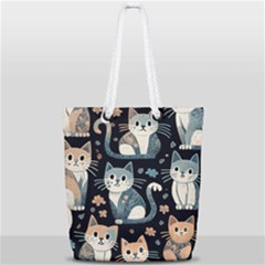 Cats Pattern Full Print Rope Handle Tote (small) by Valentinaart