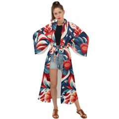 America Pattern Maxi Kimono by Valentinaart