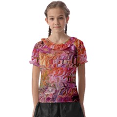 Abstract Crosscurrents Smudged Vibrance Kids  Frill Chiffon Blouse by kaleidomarblingart