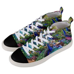 Peacocks  Fantasy Garden Men s Mid-top Canvas Sneakers by Bedest