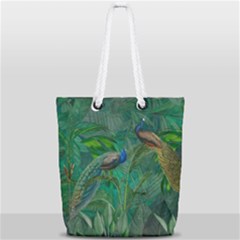 Peacock Paradise Jungle Full Print Rope Handle Tote (small) by Bedest