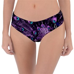 Purple Peacock Reversible Classic Bikini Bottoms by Bedest