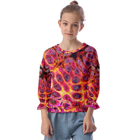Fractal Black Texture Wallpaper Art Design Kids  Cuff Sleeve Top by Ravend