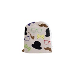 Moustache-hat-bowler-bowler-hat Drawstring Pouch (xs) by Ravend