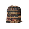 Books On Bookshelf Assorted Color Book Lot In Bookcase Library Drawstring Pouch (Large) View2