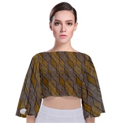 Background-batik Tie Back Butterfly Sleeve Chiffon Top by nateshop