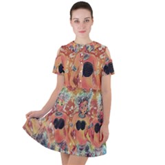 Indonesia-lukisan-picture Short Sleeve Shoulder Cut Out Dress  by nateshop