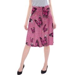 Pink Glitter Butterfly Midi Beach Skirt by Ndabl3x